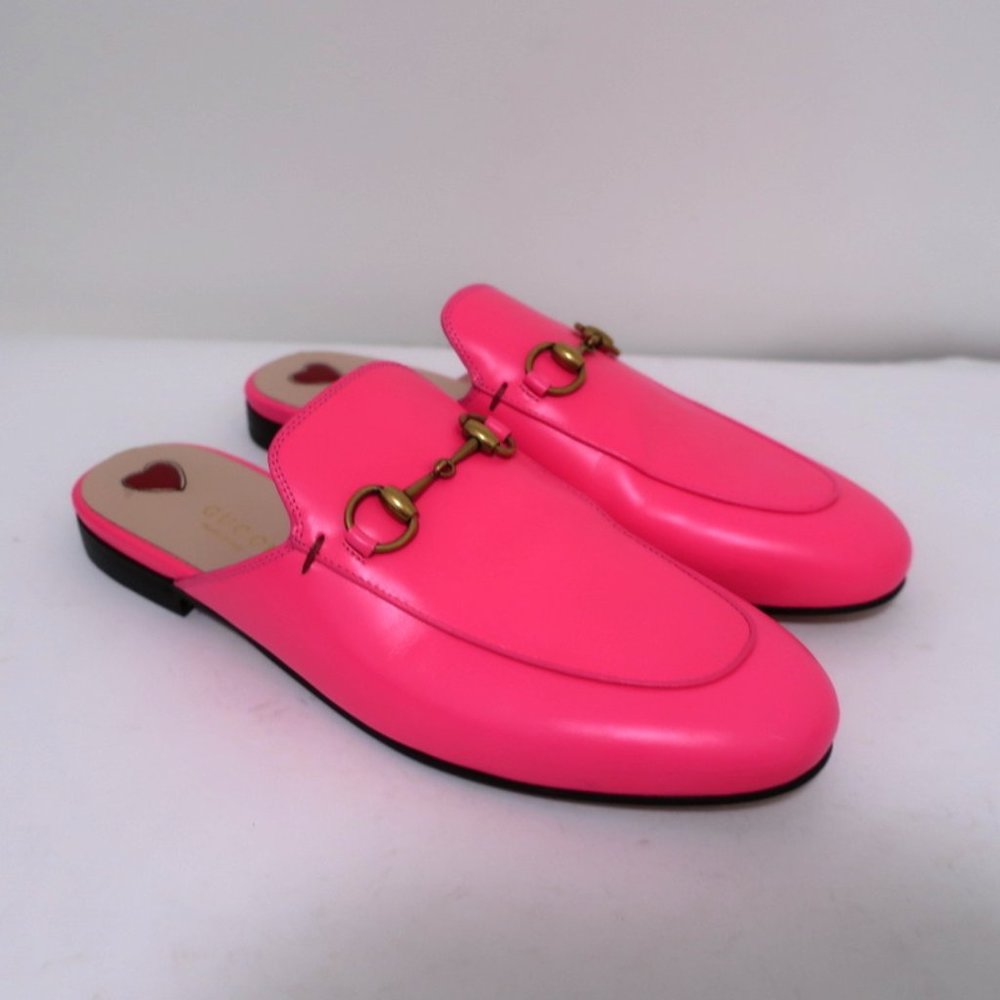 Gucci Princetown Loafer Mules Neon Pink Leather - Picture 1 of 12